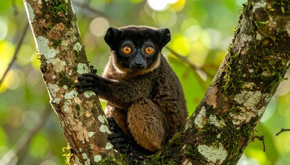 Obraz premium A lemur in a lush forest
