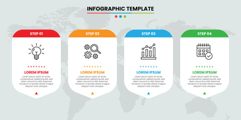 Modern Business Infographic Vector Template – Creative 4 Step Process Timeline Design for Presentation
