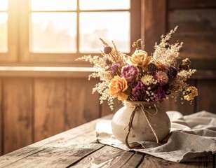 bouquet of roses, bouquet of flowers on the table