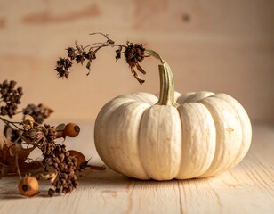 pumpkin and autumn leaves