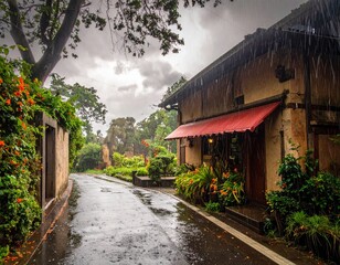 old abandoned house, It's raining outside