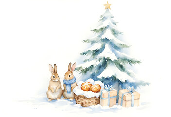 Winter Celebration with Rabbits: Snow, Treats, and Wordless Joy.