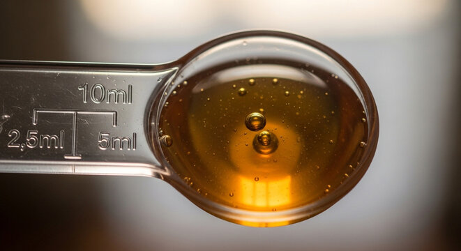Golden honey swirls in a measuring spoon, a sweet remedy for wellness and a natural food source