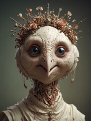 Nice portrait of antropomorphic creature on grey backgound