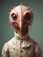 Nice portrait of antropomorphic creature on grey backgound