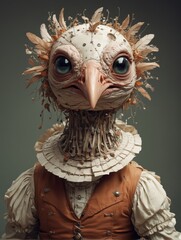 Nice portrait of antropomorphic creature on grey backgound