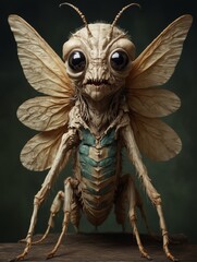 Antropomorphic insect warrior close up portrait, cosmic fantasy