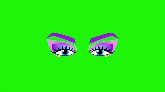 Whimsical and fun lashes with purple, pink, and white eyeshadow for unique beauty looks and playful makeup concepts, perfect for creative projects and vibrant designs