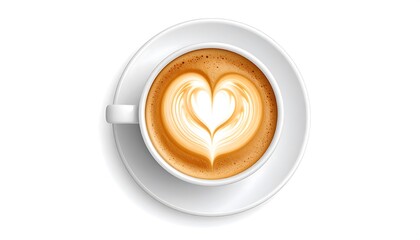 Atop view of a cup of coffee with latte art