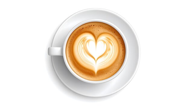 Atop view of a cup of coffee with latte art