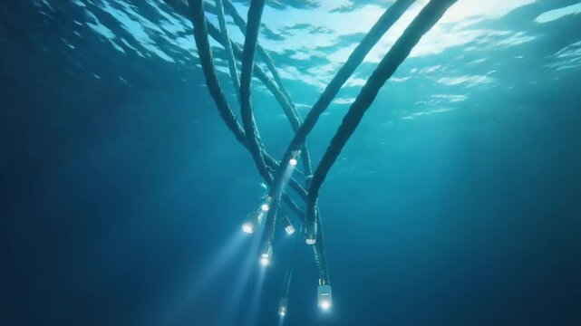 Fiber optic cables at sea.