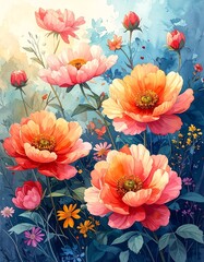 Vibrant floral art with soft lighting