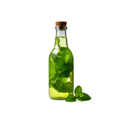 Fresh Mint Infused Oil in Glass Bottle with Cork