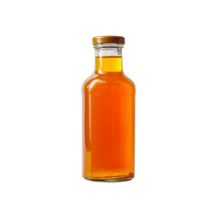 Amber Liquid in Glass Bottle with Gold Cap - Product Photography
