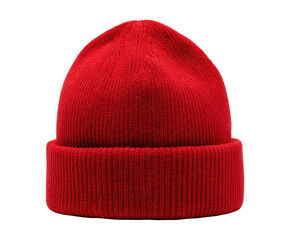 Red ribbed knit beanie