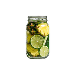 Refreshing Pineapple and Lime Infused Water in Mason Jar