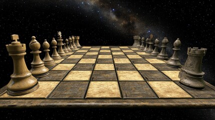 Chess in the Cosmos: Strategic Game Played Under a Starry Night Sky