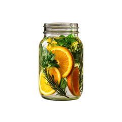Refreshing Citrus and Herb Infused Water in Mason Jar