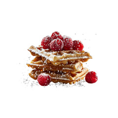 Delicious Waffles with Fresh Raspberries and Powdered Sugar