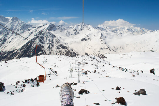 Old funicular and leg. Russia's North Caucasus. Elbrus mountain