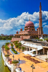 Malaysia Putrajaya pink mosque postcard vert