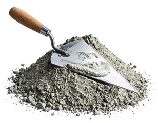 Trowel full of gray concrete