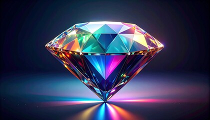 Multi-colored diamond, vibrant facets,  glowing light