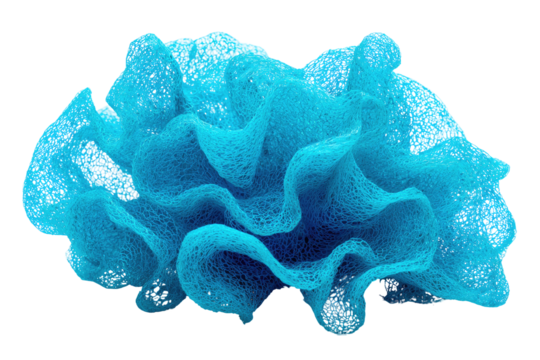 Bright turquoise, textured, organic form