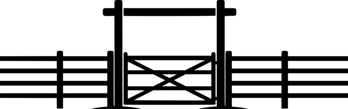 Ranch gate silhouette, Farm fence silhouette, Ranch gate SVG, Ranch gate illustration