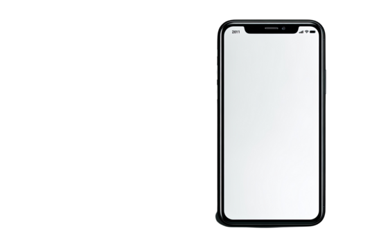 Modern smartphone with blank screen, dark background