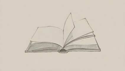 An open book with pages fluttering, rendered in a sketchy, illustrative style on a neutral background