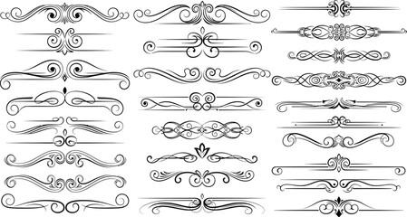 Set of Vintage Decorative Dividers and Ornate Scrollwork Elements