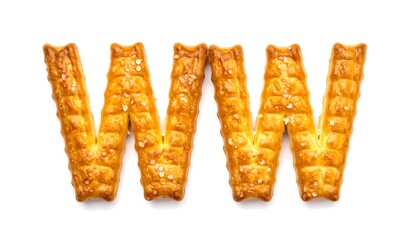 Crispy, golden-brown letter snacks arranged