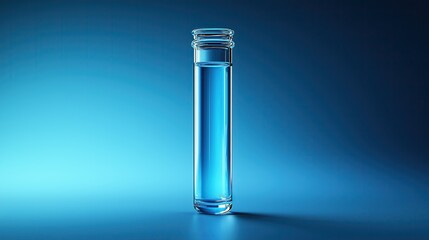 Test tube with clear liquid, 3D vector illustration, high resolution, for science and education