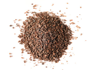 Pile black salt, or Kala Namak isolated on white background, clipping path