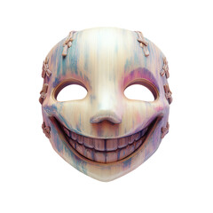 Creepy Smiling Mask with 3D Render, and Halloween.