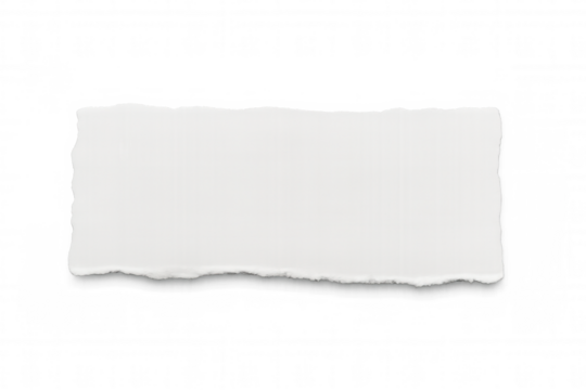 White rectangular paper fragment ripping, transparent backdrop offering clean design element for graphic projects