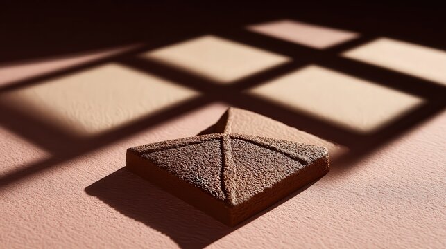 An artistic arrangement of textured shapes cast in soft shadows on a pastel surface, ideal for creative projects, interior design concepts, or abstract art themes,