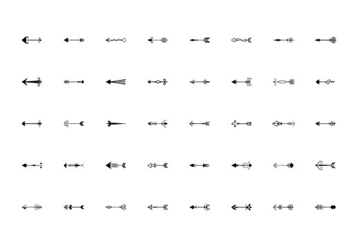 Black Arrows Elegant Decorative Tribal Arrow Icons Set