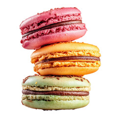 Three colorful macarons stacked vertically (1)