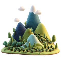 Cartoon Mountain Landscape with Nature Illustration.