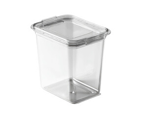 Clear, square, plastic food container with lid