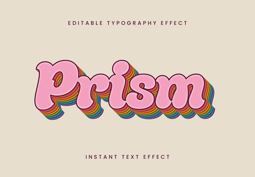 Pink Rainbow Font Bubble Cartoon Retro Layered Text Effect
