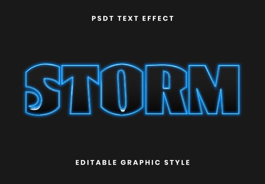 Blue And Black Neon Glow Storm Text Effect Bold Outlined Font