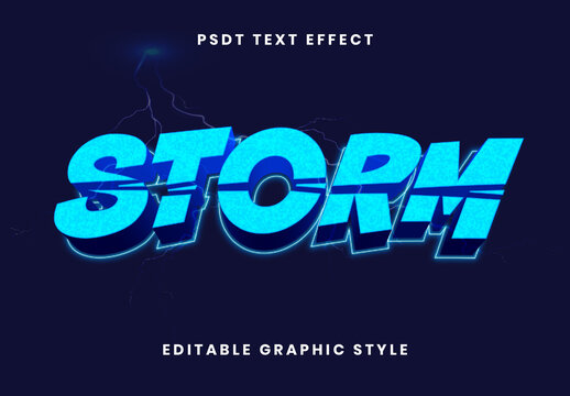 Blue Lightning Bolt Storm Text Effect Bold Neon Electric Font