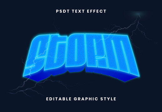 Blue Thunderstorm Electric Storm Text Effect Electric 3D Glowing Curved Font