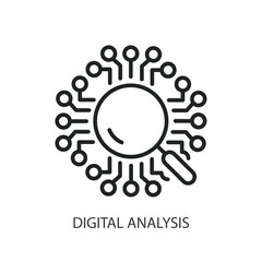 Digital analysis thin line vector icons.