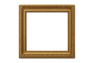Elegant golden frame with intricate details, perfect for showcasing artwork or photographs on a transparent background