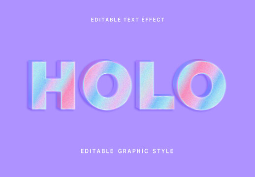 Colorful Iridescent Foil Holographic Text Effect Gradient 3D Bold Font