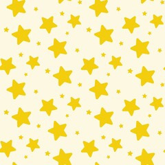 Seamless Yellow Shiny Stars Pattern